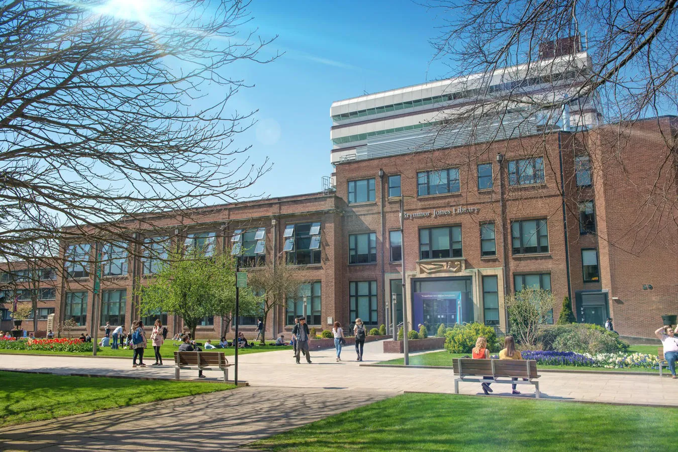 Brynmor Jones Library exterior in the sunshine