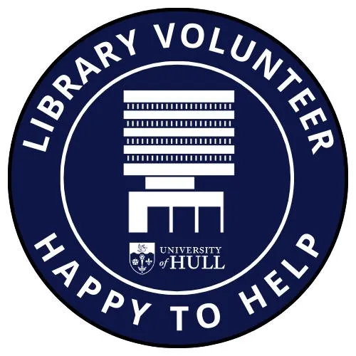 library volunteer badge.